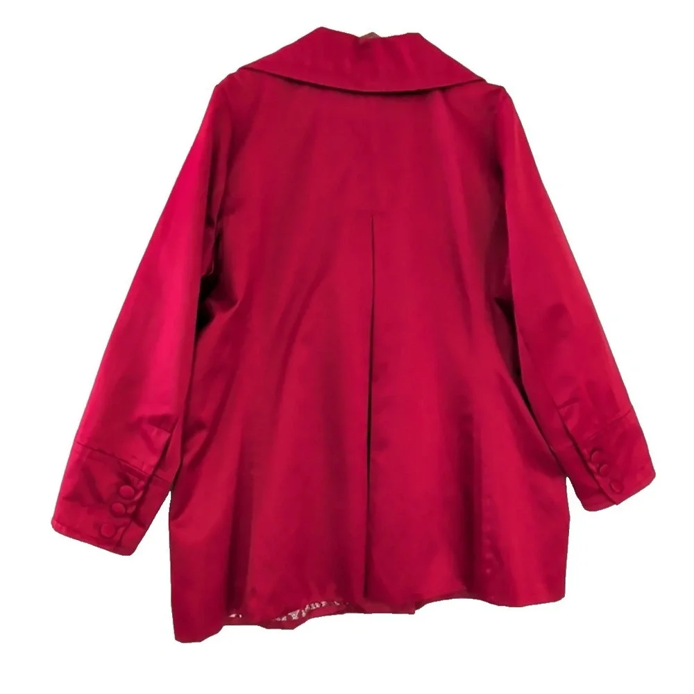 Dennis by Dennis Basso Jacket‎ Womens 1X Red Button Front Lined Spring Fall - Picture 2 of 11